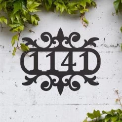 Fleur De Lys Iron House Number Sign
