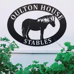 Black 'Shetland Pony' Iron Oval House Sign -House Sign Discount Store ukhnu0420 oval shetland pony house sign 2
