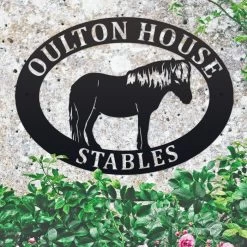 Black 'Shetland Pony' Iron Oval House Sign -House Sign Discount Store ukhnu0420 oval shetland pony house sign 4