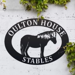 Black 'Shetland Pony' Iron Oval House Sign -House Sign Discount Store ukhnu0420 oval shetland pony house sign 5