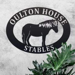 Black 'Shetland Pony' Iron Oval House Sign -House Sign Discount Store ukhnu0420 oval shetland pony house sign 6