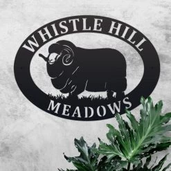 Merino Sheep Iron Oval House Sign -House Sign Discount Store ukhnu287 merino sheep house sign 2