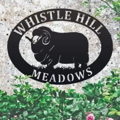 Merino Sheep Iron Oval House Sign -House Sign Discount Store ukhnu287 merino sheep house sign 4