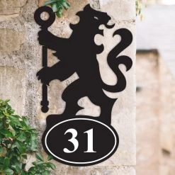 Lion & Staff Iron House Number Sign