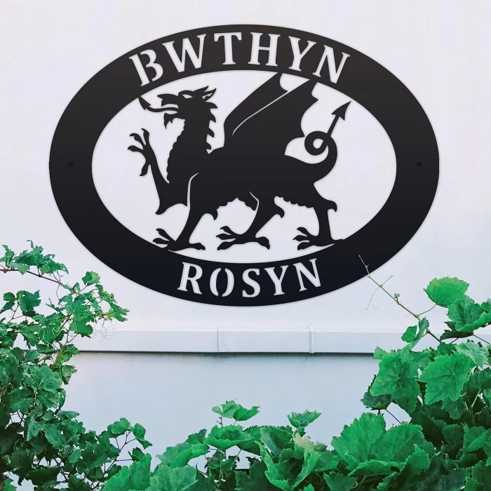 Black 'Welsh Dragon' Iron Oval House Sign 9 Black 'Welsh Dragon' Iron Oval House Sign - Image 7