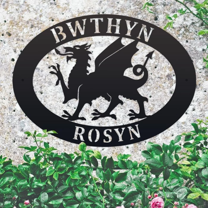 Black 'Welsh Dragon' Iron Oval House Sign 7 Black 'Welsh Dragon' Iron Oval House Sign - Image 5