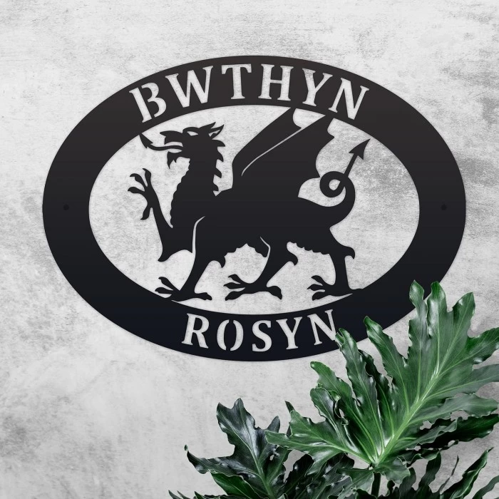 Black 'Welsh Dragon' Iron Oval House Sign 6 Black 'Welsh Dragon' Iron Oval House Sign - Image 4