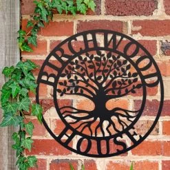 "Tree Of Life" Circular Iron House Name Sign 12 "Tree Of Life" Circular Iron House Name Sign -House Sign Discount Store ukwal519 mono black round house name sign 3