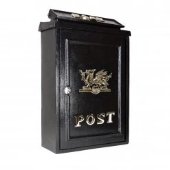 Deluxe Polished Brass “Draig- Welsh Dragon" Wall Mounted Post Box -House Sign Discount Store welsh dragon motif post box polished brass 2
