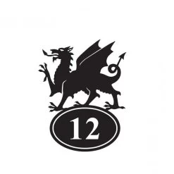 Welsh Dragon Iron House Number Sign
