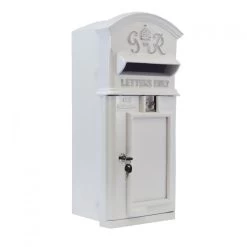 The King George Post Box Slim In White & Silver
