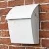 Cream Contemporary Post Box With Lock -House Sign Discount Store white lockable contemporary post box in situ