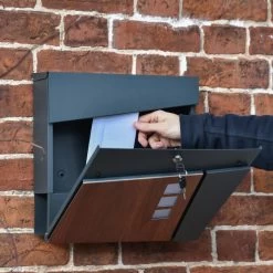 "Elmsgate" Anthracite Grey Modern Wall Mounted Post Box -House Sign Discount Store wooden painted effect modern wall mounted post box