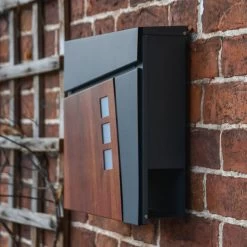 "Elmsgate" Anthracite Grey Modern Wall Mounted Post Box -House Sign Discount Store wooden painted effect modern wall mounted post box 7